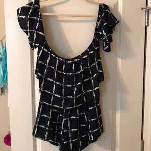 Off the shoulder navy romper